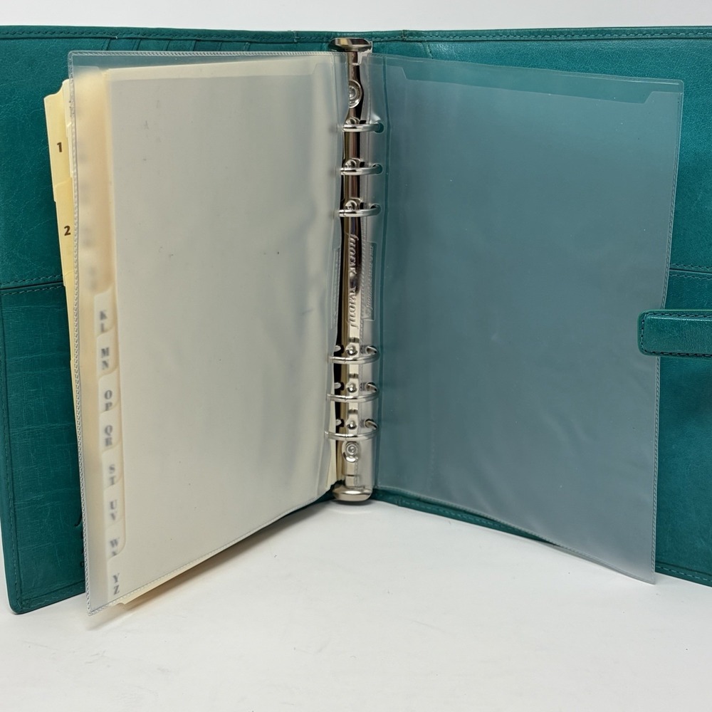 Filofax Lockwood A5 Organizer Teal Leather Planner Deluxe Zip Inserts - Picture 6 of 12